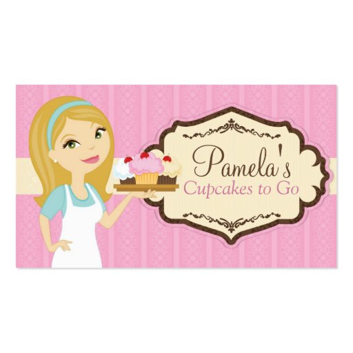 Blonde Baker Cupcake Business Cards D12 (front side)