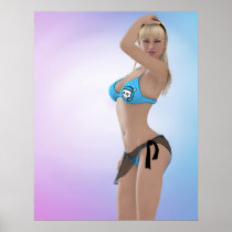Blonde Beach Babe Pinup Hottie: Digital Art Print