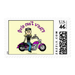 Blonde Biker Postage Stamp