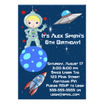 Blonde Boy Astronaut Birthday Invitation