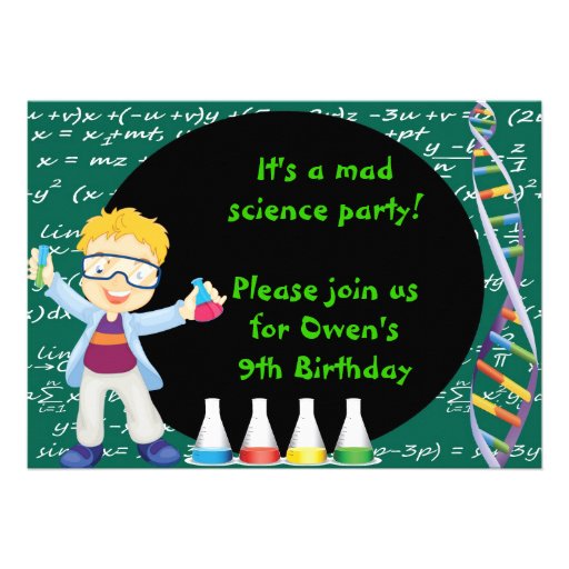 Blonde Boy Mad Scientist Birthday Party Invitation