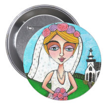 Blonde Bride & Bling - button