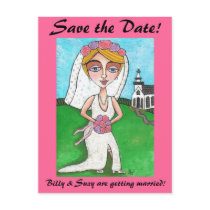 Blonde Bride & Bling Save the Date - Wedding postc postcards by folkartblonde Blonde Bride & Bling Save the Date - Wedding postc postcards