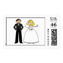 Blonde Bride with Groom Wedding Couple postage