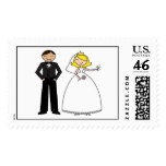 Blonde Bride with Groom Wedding Couple Postage Stamp