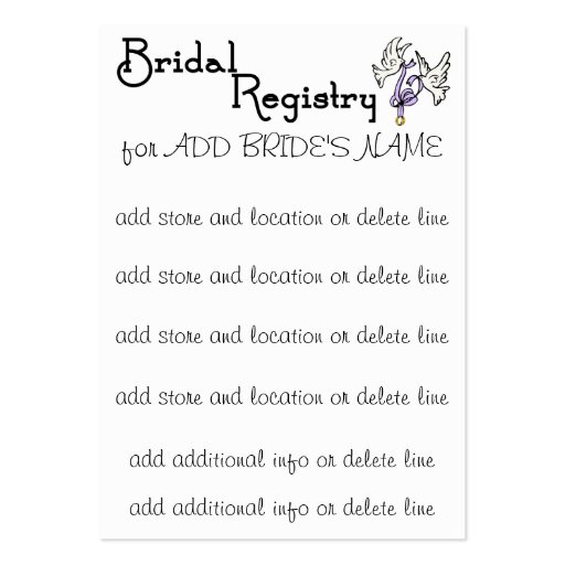 Blonde Bride With Updo -  Bridal Registry Cards Business Card (front side)