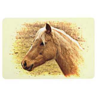 Blonde Brown Horse in Yellow Sun Floor Mat