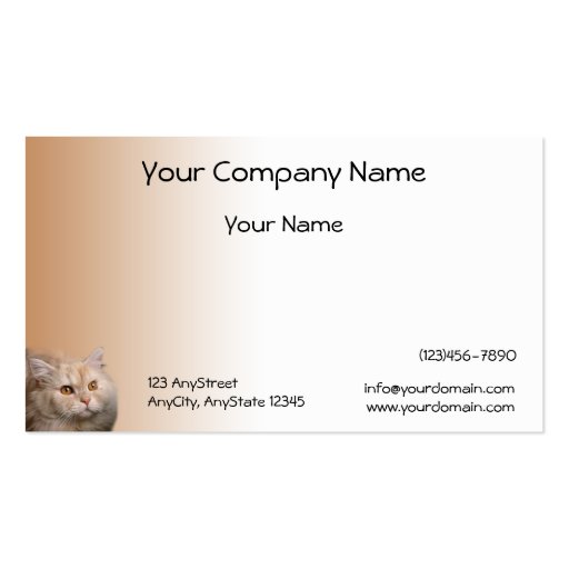 Blonde Cat with Topaz Eyes on Cinnamon Border Business Cards