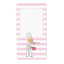 Blonde Cute Cartoon Chef Jar Label