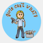 Blonde Do-It-Yourself Diva Round Stickers