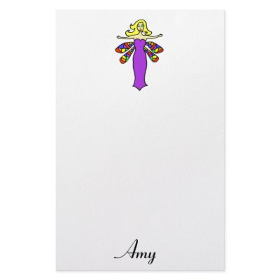 Blonde Dragonfly Fairy Customized Stationery by Victoreeah
