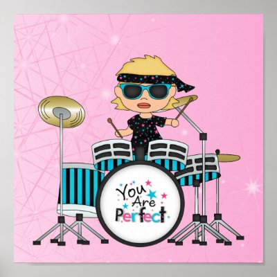 cartoon girl drummer