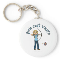Blonde Female Archery in Blue keychains