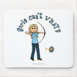 Blonde Female Archery in Blue Mousepads