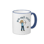 Blonde Female Archery in Blue Mug