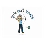 Blonde Female Archery in Blue Postcard