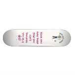 Blonde Female Archery in Blue Skateboard