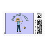 Blonde Female Archery in Blue Stamp