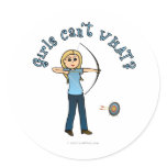 Blonde Female Archery in Blue Sticker