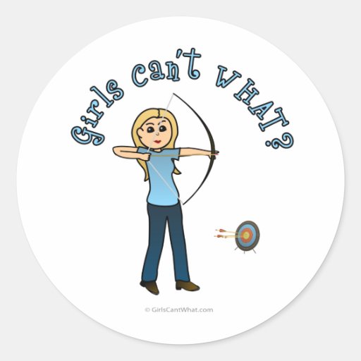 Blonde Female Archery in Blue Sticker