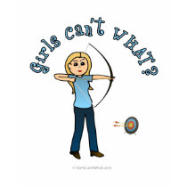 Blonde Female Archery in Blue t-shirts