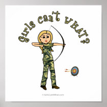 Blonde Female Archery in Camouflage Poster