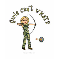 Blonde Female Archery in Camouflage t-shirts