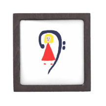 Blonde female blue bass clef red dress premium keepsake box