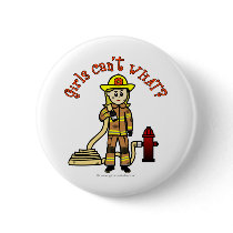 Blonde Female Fire Fighter Pinback Buttons