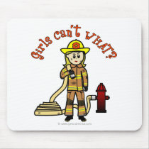 Blonde Female Fire Fighter Mousepads