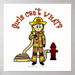 Blonde Female Fire Fighter Poster