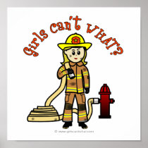 Blonde Female Fire Fighter Poster
