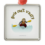 Blonde Female Kayaker Christmas Ornaments
