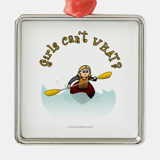 Blonde Female Kayaker Christmas Ornaments
