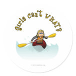 Blonde Female Kayaker Round Sticker