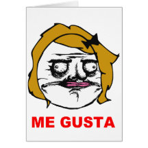 Blonde Female Me Gusta Comic Rage Face Meme Greeting Card