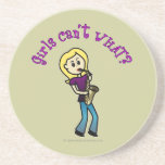 Blonde Female Saxophone Player Drink Coaster