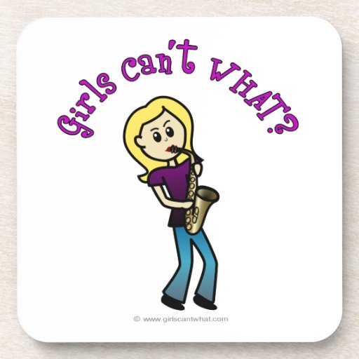Blonde Female Saxophone Player Drink Coaster