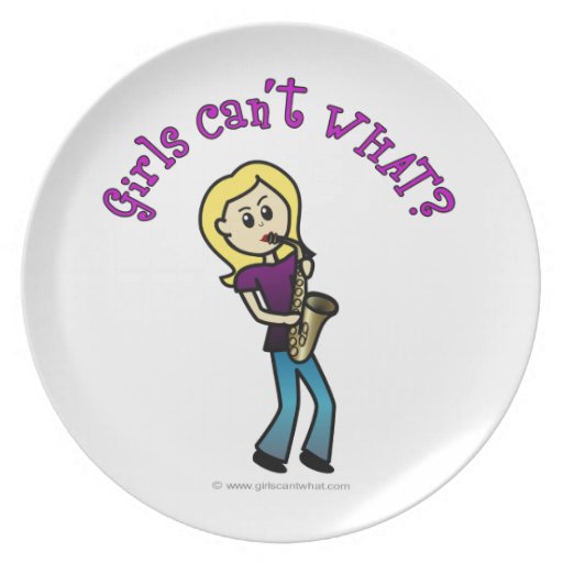 Blonde Female Saxophone Player Plates
