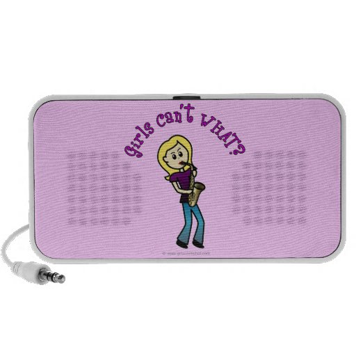 Blonde Female Saxophone Player Travel Speaker