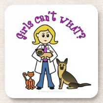 Blonde Female Veterinarian Beverage Coasters
