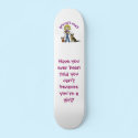 Blonde Female Veterinarian skateboards