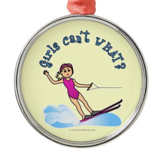 Blonde Female Water Skier Christmas Ornament