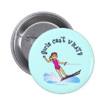 Blonde Female Water Skier Pinback Buttons