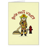 Blonde Firefighter Girl Card