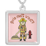 Blonde Firefighter Girl Custom Necklace
