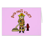 Blonde Firefighter Girl Greeting Card