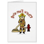 Blonde Firefighter Girl Greeting Cards