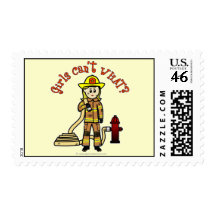 Blonde Firefighter Girl Postage