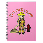 Blonde Firefighter Girl Spiral Note Books